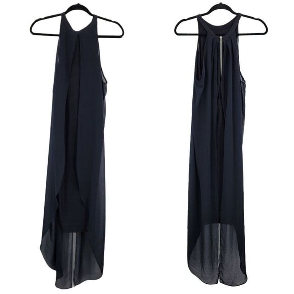 Venus Dress Knit Bodycon Halter Exposed Zipper Edgy Witchy Caped Black Sz 8 - Picture 1 of 11